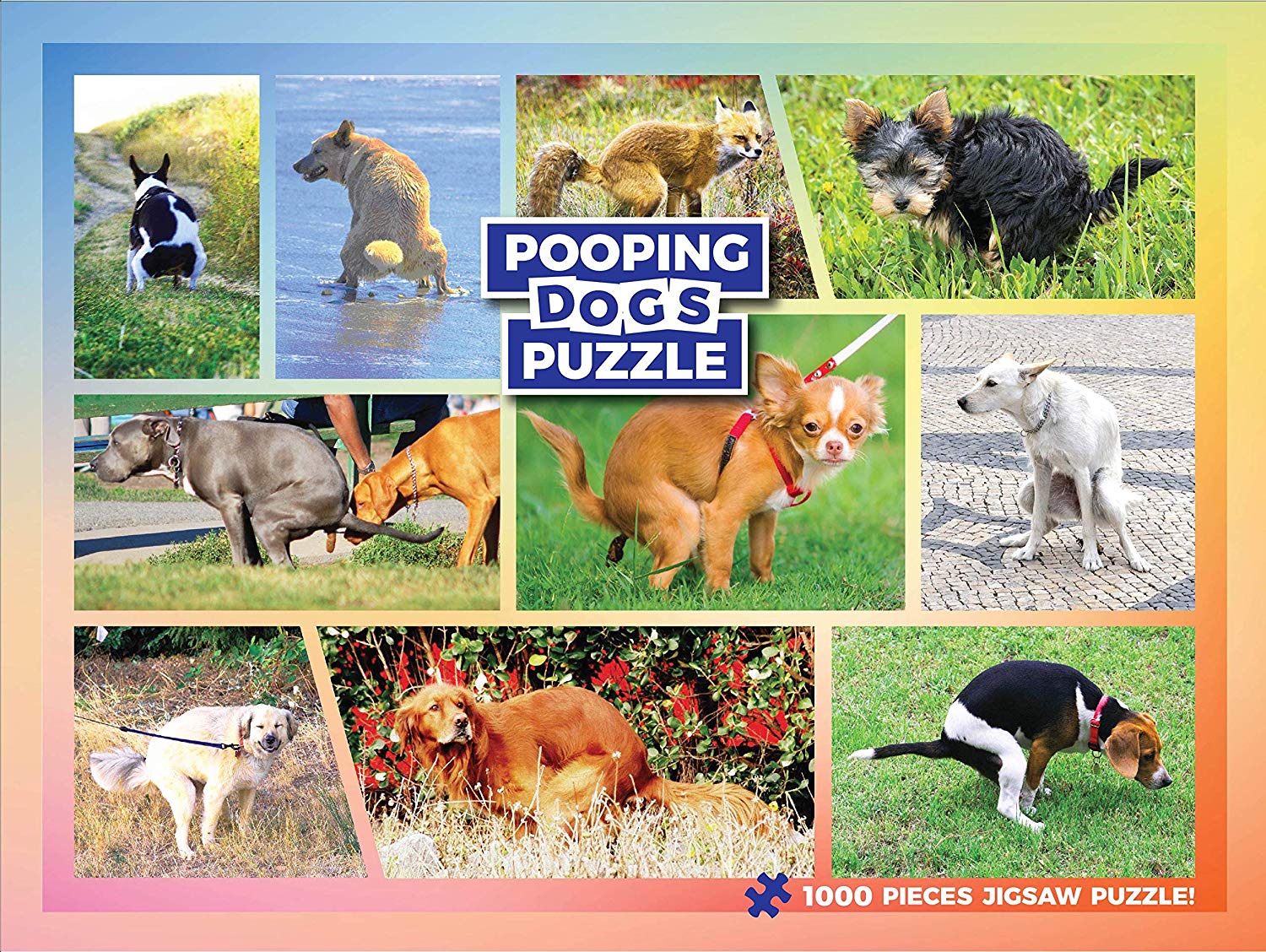 Pooping Dogs Jigsaw Puzzle - Funny Gag Gift for Dog Lovers and Owners - 1000 Piece Puzzle